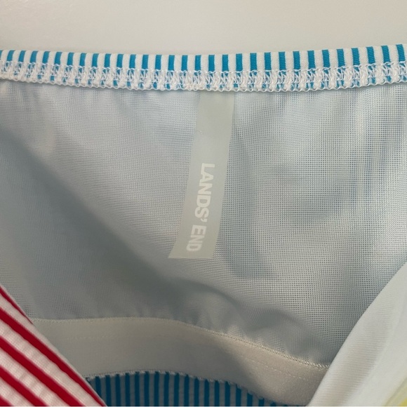 Lands’ End Blue Yellow Red Stripe Tankini Bathing Suit Top Size 16 - Picture 5 of 9